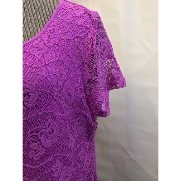 Leo And Nicole Short Sleeve Shirt,Size XL,Eyelet Floral Shell W/Liner - Picture 5 of 5